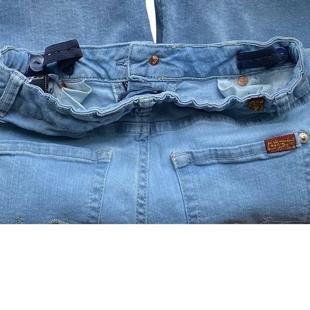 7 FOR ALL MANKIND Adjust Waist Light Blue Denim Skinny Slimmy Jeans ~ Girls 14